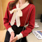 Autumn Winter  Women Fashion Sweater Casual Knitting Sweater V-neck  Pullovers Slim-fit Casual Long Sleeve Sweater