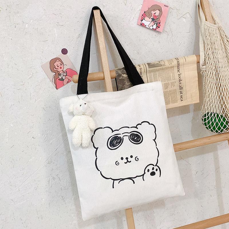 Bag Female Cute Girl Heart Large Capacity Wild Korean Student One-shoulder Portable Canvas Bag