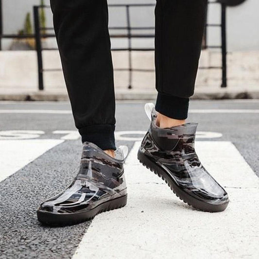 Rain Boots Men's Low-top Fashion Trend Rubber Shoes Four Seasons Non-slip Waterproof Shoes Adult Rain Boots Men's Short-tube Overshoes