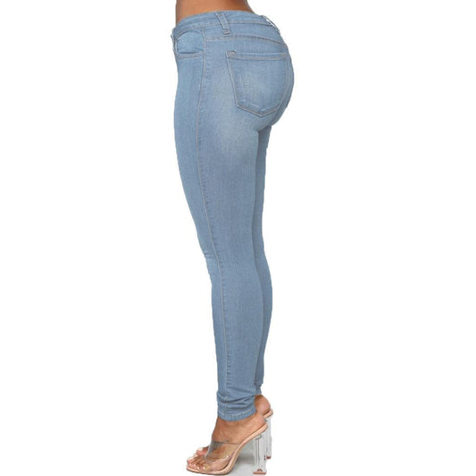 Jeans women's plus size peach buttocks stretch thin pants