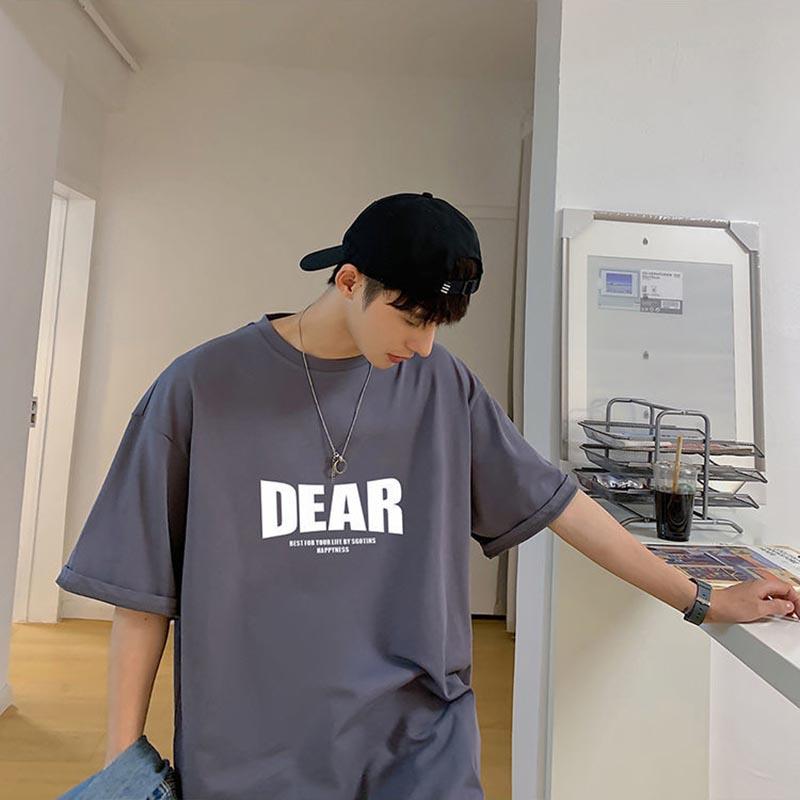 Summer T-shirt Men's Simple Letter Printing Couple Wear Loose Casual Niche Short-sleeved T-shirt
