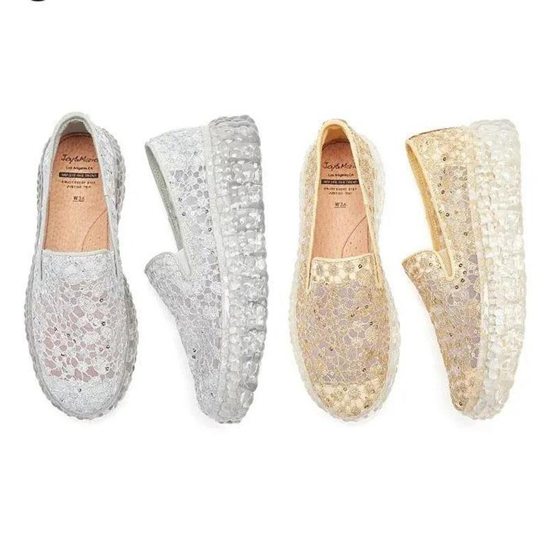 Platform Crystal Women's Shoes Summer One-step Lace All-match Loafers Casual Breathable Shoes