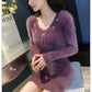 Autumn Women Knitting Skirt Solid Color Turtleneck Knit Sweater Slim Skirt Set