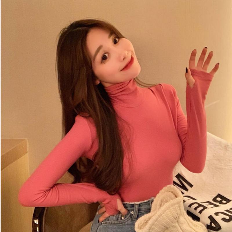 Women's Turtleneck Thick Sweater Decoration Was Thin Bottoming Shirt Ins Winter Plus Velvet