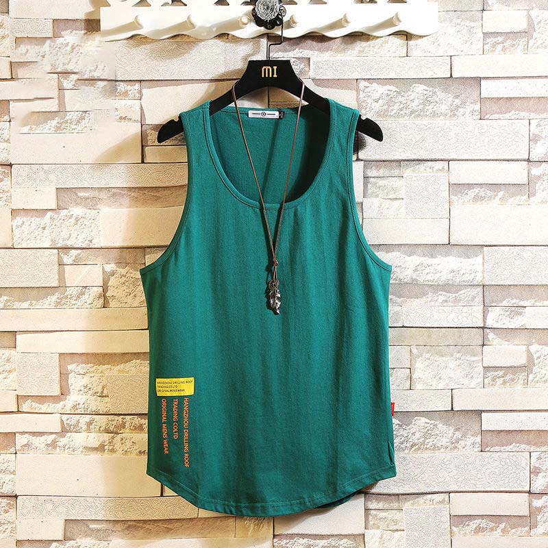 Men's Summer Sports Cotton Vest Fat Sleeveless T-shirt Cut Shoulder Loose Plus Fat Plus Size