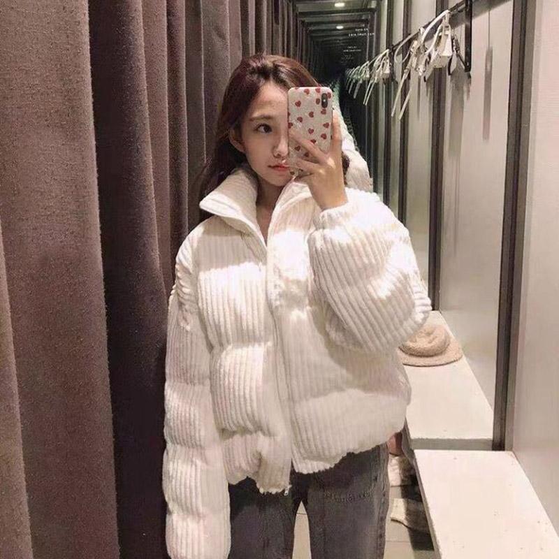 Winter Down Coat Korean Fashion Short Corduroy Coat Thick Loose Plus Size Down Jacket