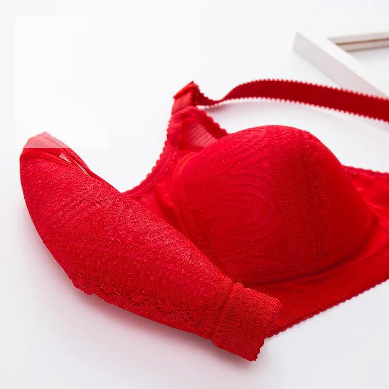 Thin Anti-sagging Gather Beautiful Back Full Cup Bra Without Steel Ring Gather Adjustable Underwear Female Lace Lace
