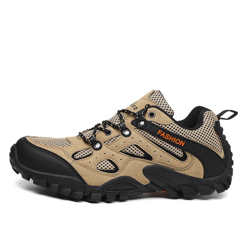 Summer Cool Breathable Men Hiking Shoes Suede Mesh Outdoor Sneakers Climbing Shoes Men Sport Shoes