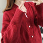 Autumn and Winter Loose Solid Color V-neck Sweater Long-sleeved Knitted Cardigan Jacket All-match Top
