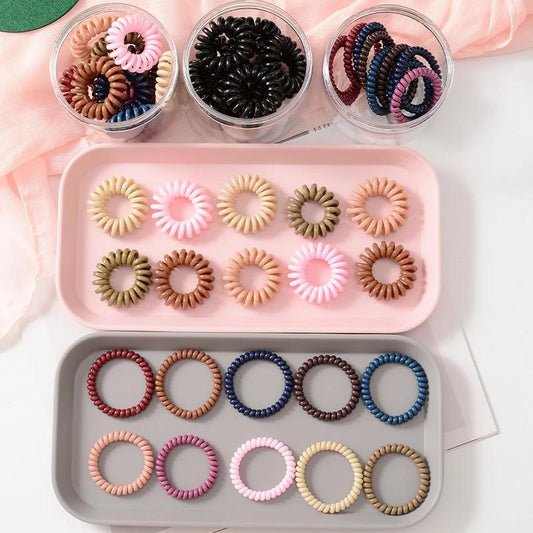 10pcs/box Korean Phone Line Hair Tie Girl Candy Color Headdress Seamless Thin Rubber Band Phone Ring Head Rope Ponytail Rope Girls Hair Ribbons