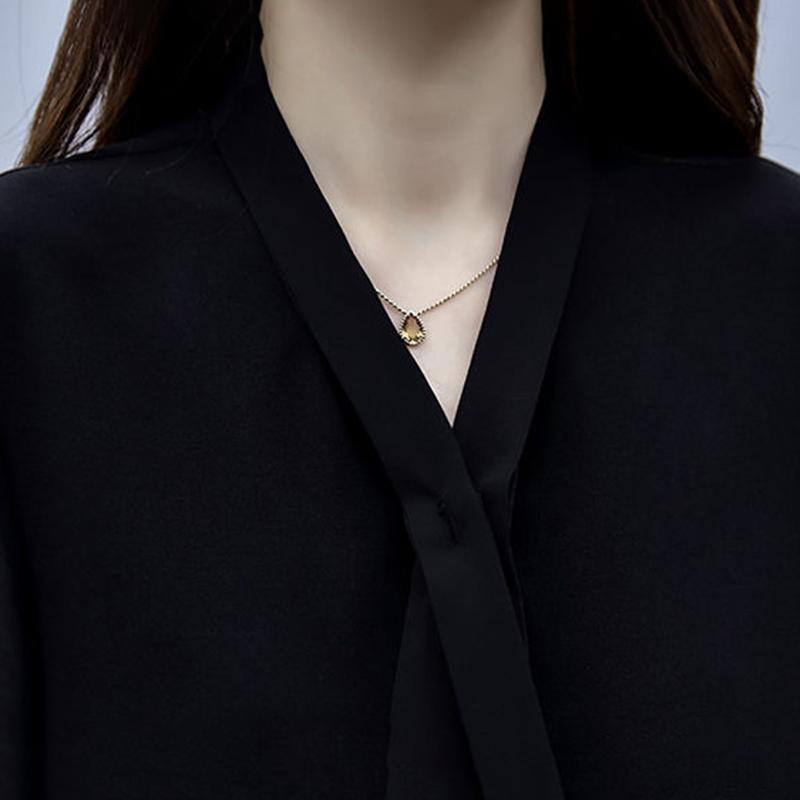 Ladies Professional Suit Black Two-piece Suit Women Loose and Thin High Waist Wide-leg Pants V-neck Short-sleeved Shirt Elegant Temperament