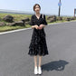 Ruffle Polka Dot Chiffon Dress Women's Short Trumpet Sleeve V-Neck Knee-length Daily Dating Party Office Wear