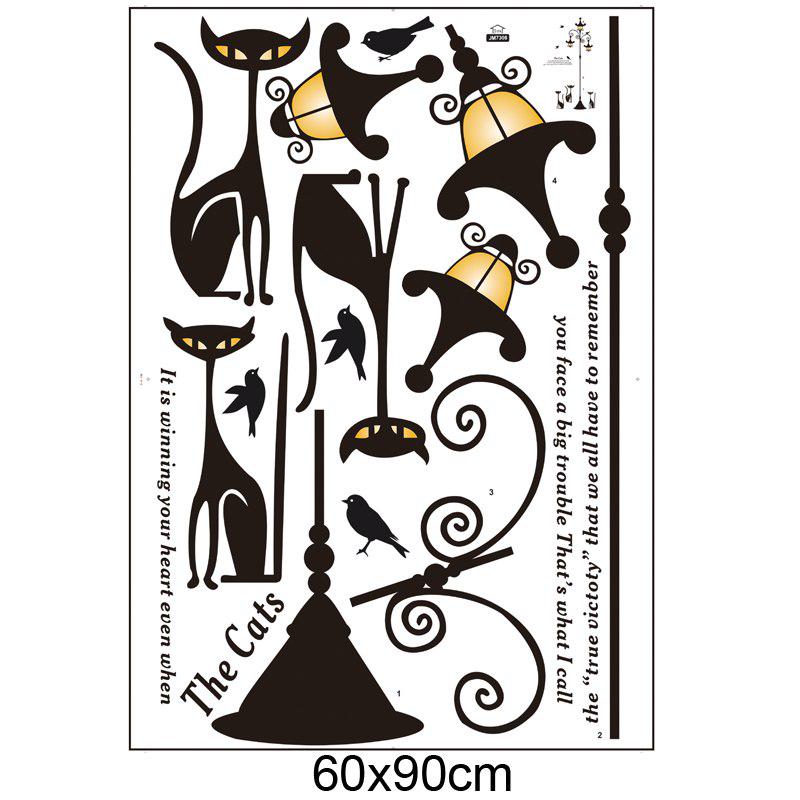 [Wall sticker ]Diy Black Cat Street Light Wall Stickers Home Decoration Living Room Nursery Children