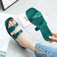 Slippers Ladies Summer Fashion Outer Wear Plastic Sandals and Slippers Flat Chain Slippers Square Toe Net Red Shoes