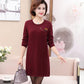 Autumn and Winter Long Knitted Dress Large Size Loose Casual Bottoming Skirt British Style Middle-aged Women Sweater Dress