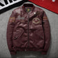 Pilot jacket spring and autumn men's leather short embroidered PU leather jacket men