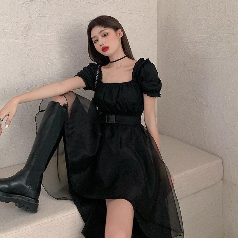 Chiffon Dress Women's Summer Dress Short Sleeve U-neck Puff Sleeve Daily Wear Office Dating Party