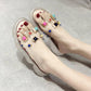 Student shoes ins slippers female crystal sole sports sandals transparent word belt colorful rivets