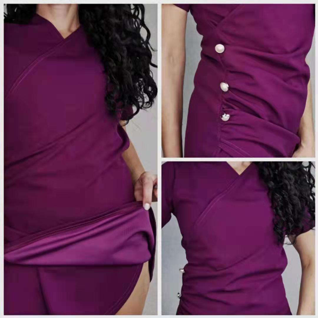 Women V-Neck Dress Irregular  Slim Solid Color Bodycon Dress Female Bodycon Dress for Party