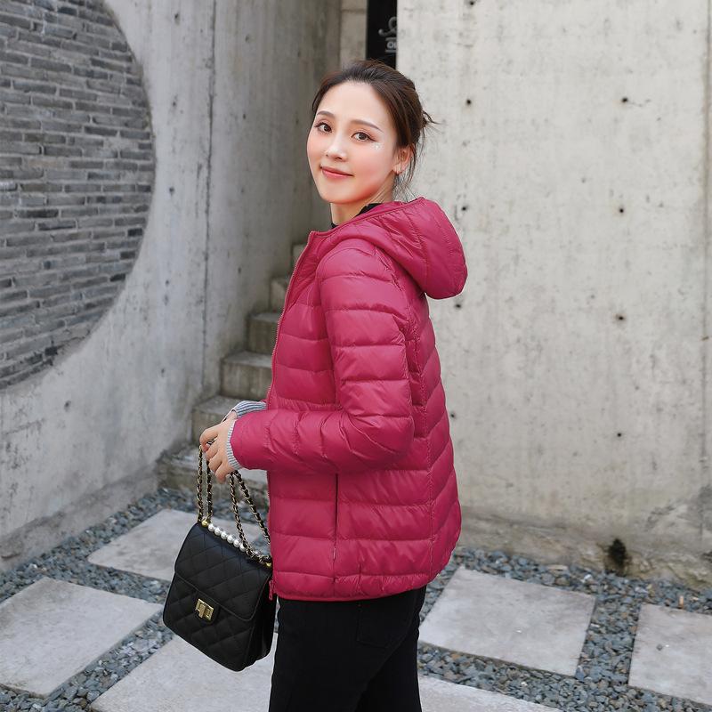 Women Autumn Winter Jacket Coat Hooded Casual Basic Jackets Womens Duck Down Warm Lightweight Waterproof Windproof M-5XL White Black Red