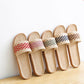 Slippers Household Four Seasons Striped Flannel Couple Men and Women Sandals Indoor Non-slip Mute Cotton and Linen Slippers