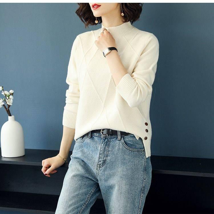 Sweater Women Autumn Winter Loose Casual Solid Color Sweater Long-sleeved Knitwear Short Sweater