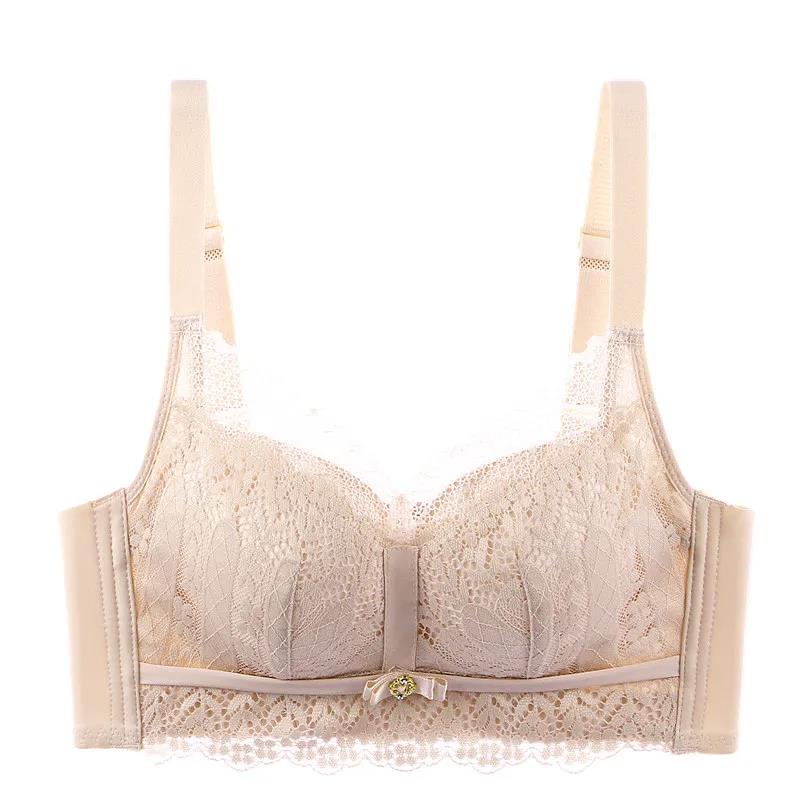 No Steel Ring Gathering Anti-sagging Upper Support Latex Cotton Breathable Lace Rear Four-row Buckles To Receive Auxiliary Breast Adjustable Bra