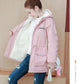 Autumn Winter Women Hooded Parka Jacket Short Thickened  Casual Loose Drawstring Windbreaker Jacket Plus Velvet Parka Coat