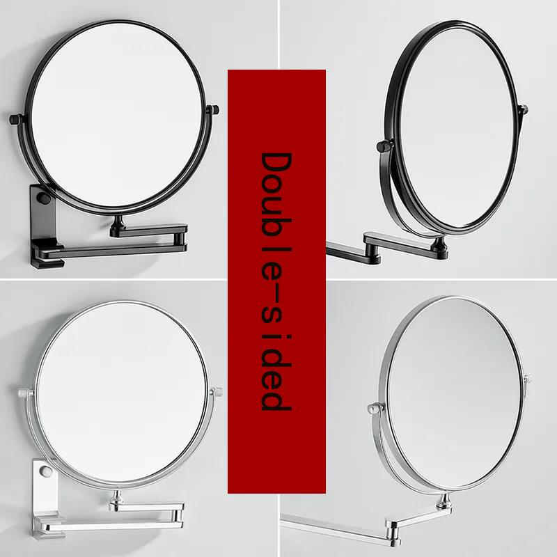 No Need To Punch Adjustable Bathroom Makeup Mirror Wall-mounted Folding Beauty Mirror Magnifying Glass Double-sided Mirror Home