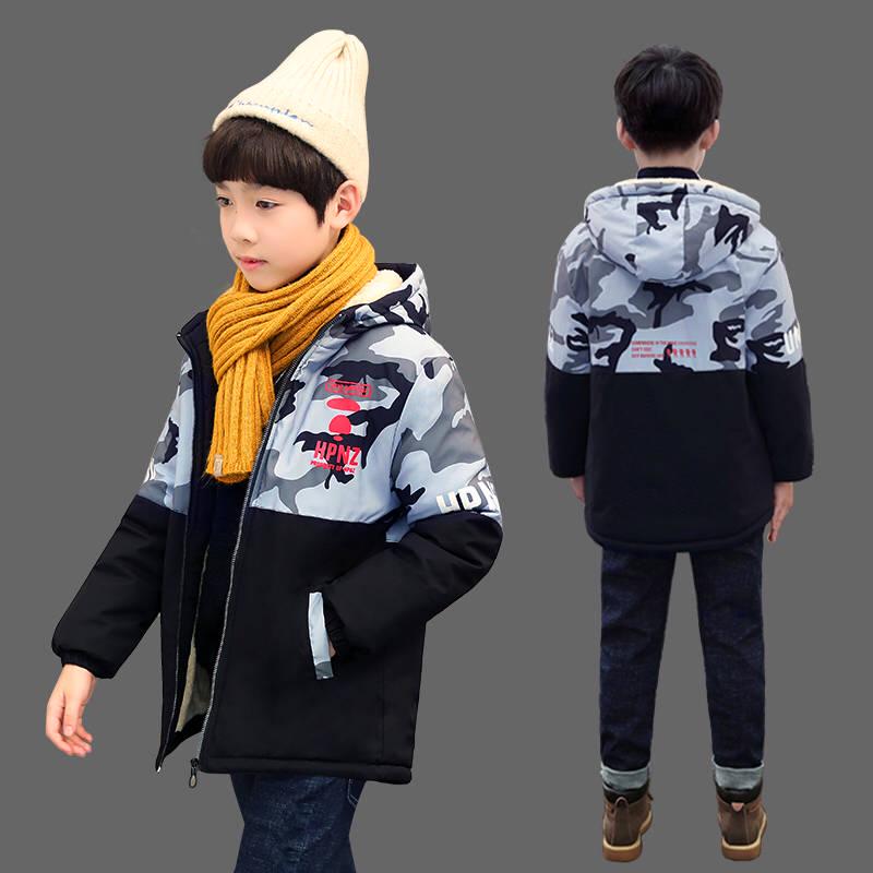 Children's Clothing Children's Coat Winter Style Letter Print Warm Jacket Boys Cotton Hooded Jacket