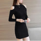 Mid-length Off-shoulder Bottoming Sweater Sexy Casual Top Slim Fit Hip Dress