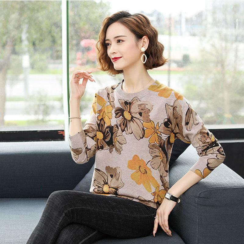High-end Women Sweater Winter O-neck Knit Pullover Oversized Printed Wool Sweater  Thick Warm Jumper Tops Outwear or Bottoming