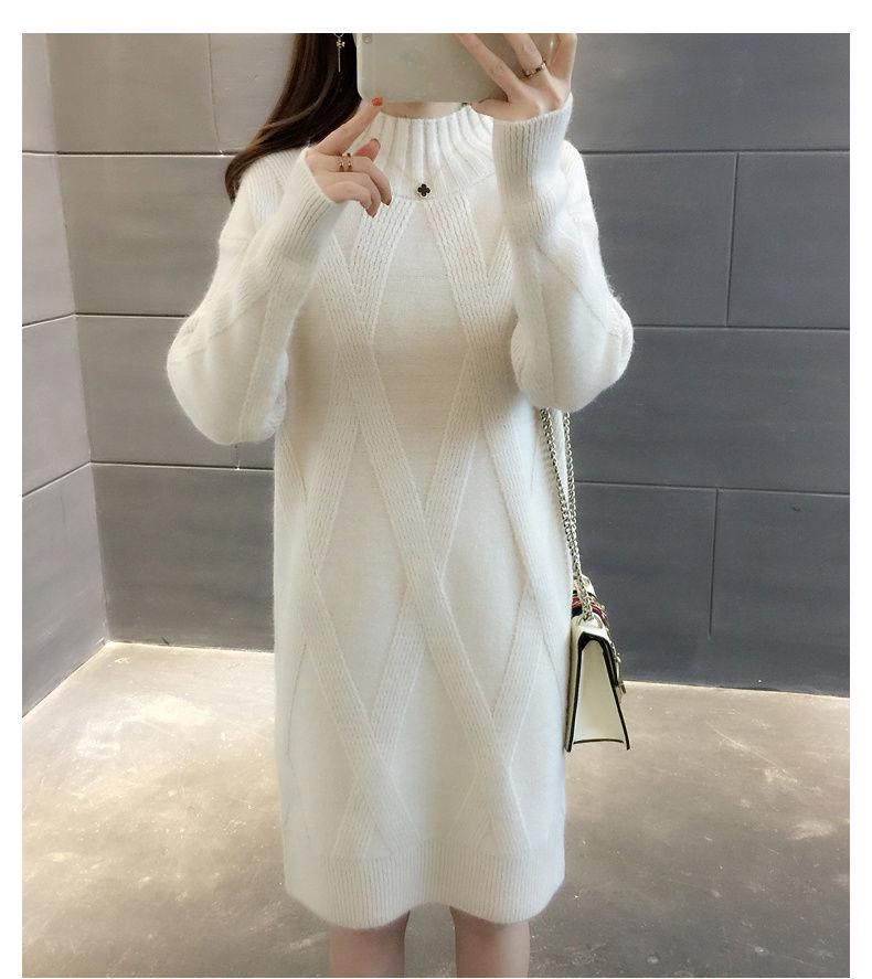 Half High Neck Mid-length Sweater Loose Thick Knit Bottoming Shirt Fashion Casual Dress