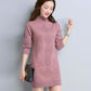 Turtleneck Sweater Dress Loose Casual Long Sleeve Winter Dress Women Knitted Jumper Dress Knitwear