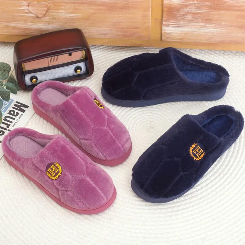 Couple Slippers Striped Cloth Bottom Warm Slippers Non Slipping Shoes