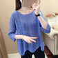 Women's Thin Hollow Knitted Sweater Three-quarter Sleeve Bottoming Shirt Loose Pullover Hollow Short-sleeved Sunscreen Top