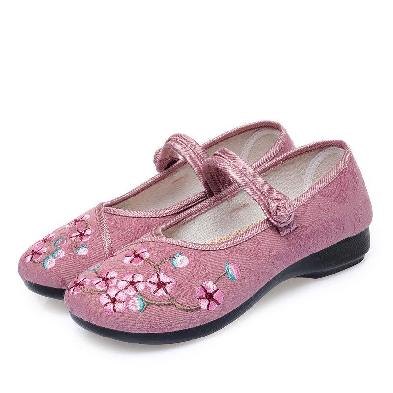 Old Beijing Cloth Shoes Women Hanfu Embroidered Shoes Women Ancient Style Shallow Mouth Soft Bottom Ethnic Style Women's Shoes Non-slip Mother Shoes