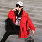 Workwear Windbreaker Women's Mid-length Hooded Loose Jacket with Adjustable Drawstring Women's Warm Short Hooded Jacket