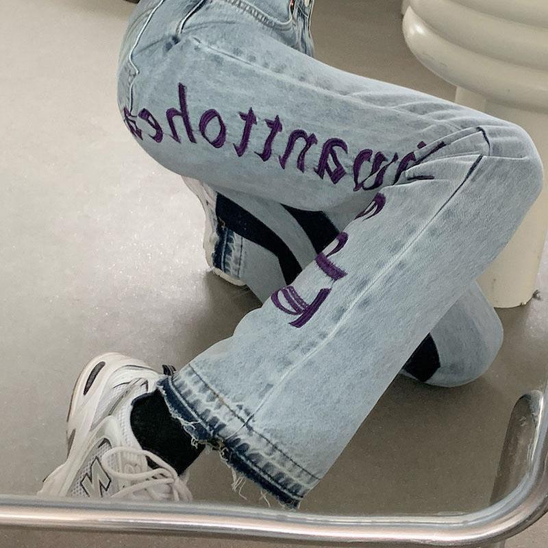 Spring Design Sense Loose Straight-leg Jeans Women's High-waisted Slimmer Drape Wide-leg Trousers Tide