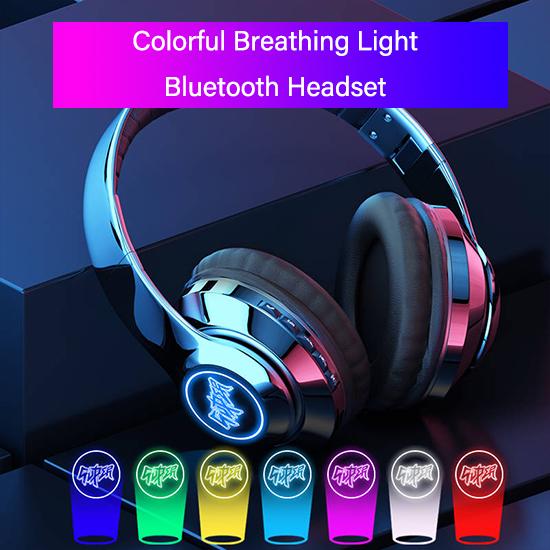 Breathing Light HIFI Subwoofer Wireless Suitab Bluetooth Headset for Android Apple Phone Computer