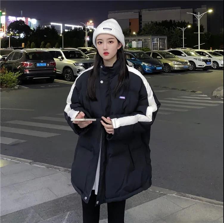 Bread Coat Jacket Korean Version Loose Color Matching Mid-length Cotton Coat Cotton Coat New Winter