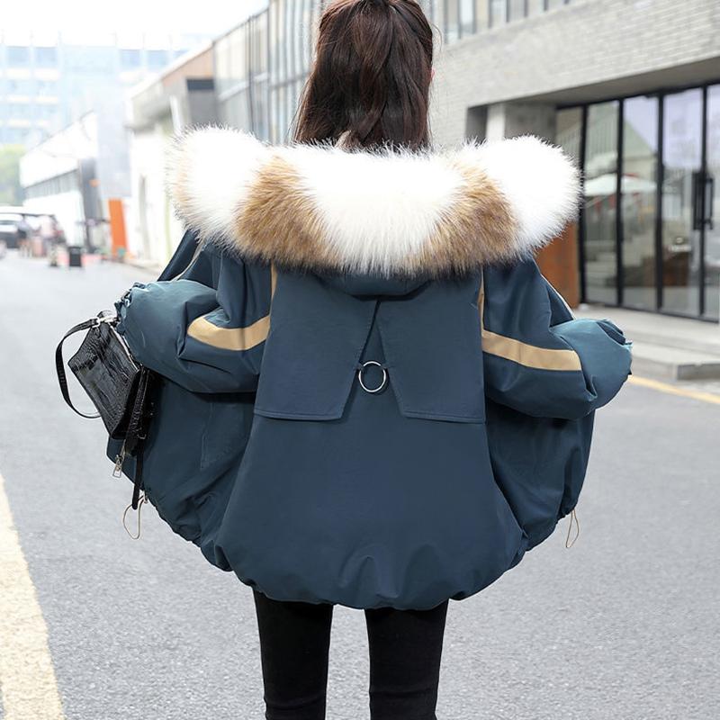 Parker Padded Jacket Women's Short Big Fur Collar Winter Clothes Loose Down Down Padded Jacket Thick Warm Jacket Women