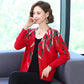 Autumn Winter Ladies Printed Cardigan Women  Knit Sweater Fashion V-neck Knit Jacket Outwear Woollen Sweater Coat