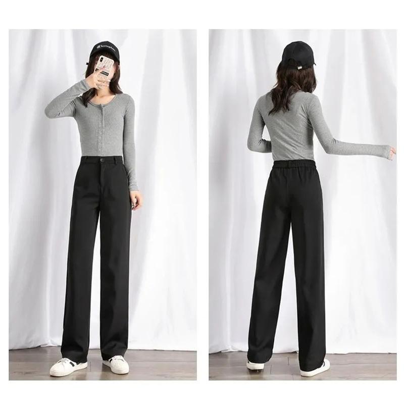 Women's Spring and Autumn Thin Casual Straight-leg Pants High Waist Loose Suit Pants Solid Classic Basic All Match Bottoms