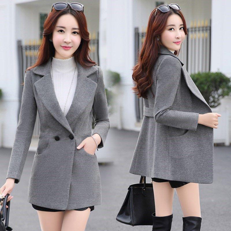 Autumn Winter Wool Jacket Women Double Breasted Coats Overcoat Coat Pockets Woolen Long Coat Top