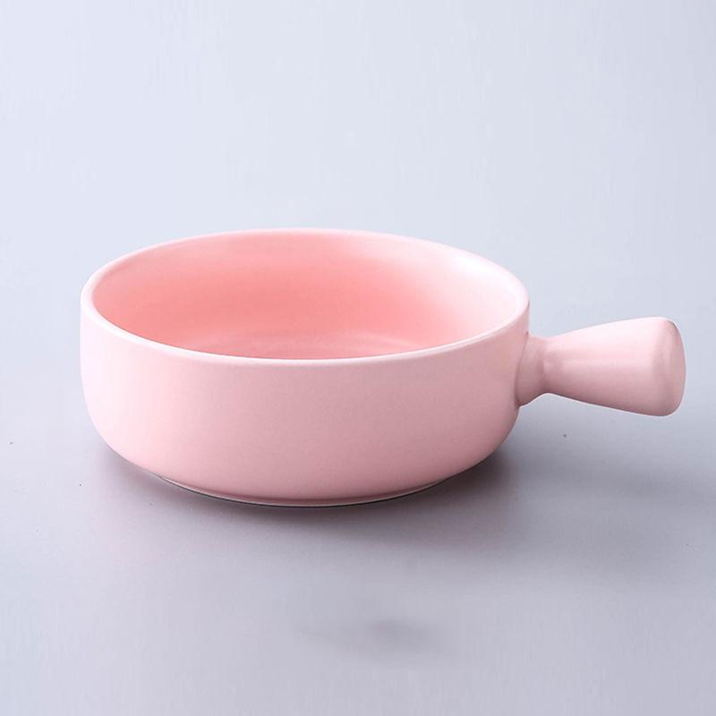 Baked Rice Nordic Style Baking Bowl with Handle Pasta Plate Household Ceramic Tableware Soup Noodle Salad Bowl
