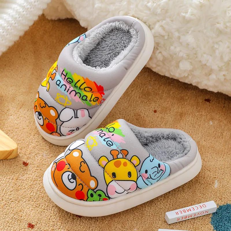 Children's Cartoon Cotton Slippers Autumn and Winter Warm Flat Shoes Indoor and Outdoor Non-slip Casual Slippers Light Soft Shoes