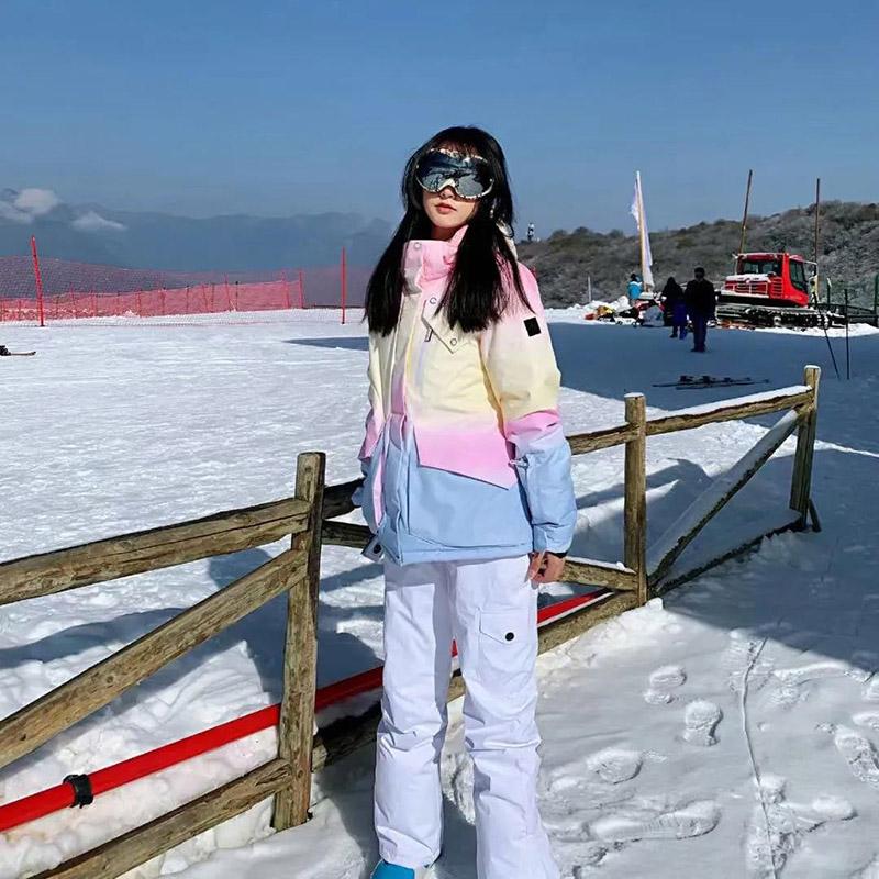 Winter Windproof and Waterproof Ski Suit Suit Unisex Veneer Waterproof and Cotton Wear-resistant Couple Ski Hoodie Suit