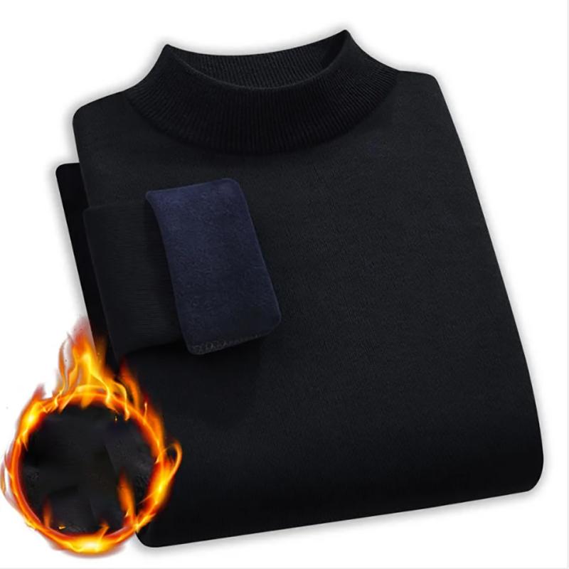 Plus Velvet Sweater Thick Half-high Collar Middle-aged Sweater Dad Wear Plus Fat To Increase Loose Top Warm Sweatshirts