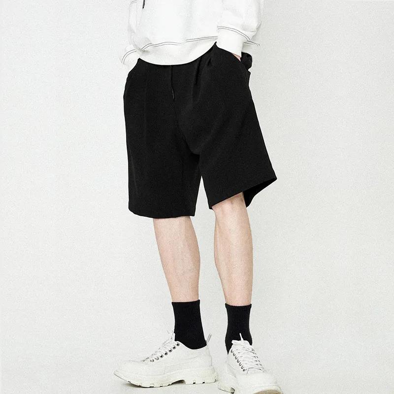 Pure Cotton Sports Shorts Men's Pure Black and White Summer Casual Five-point Pants Loose Wild Shorts